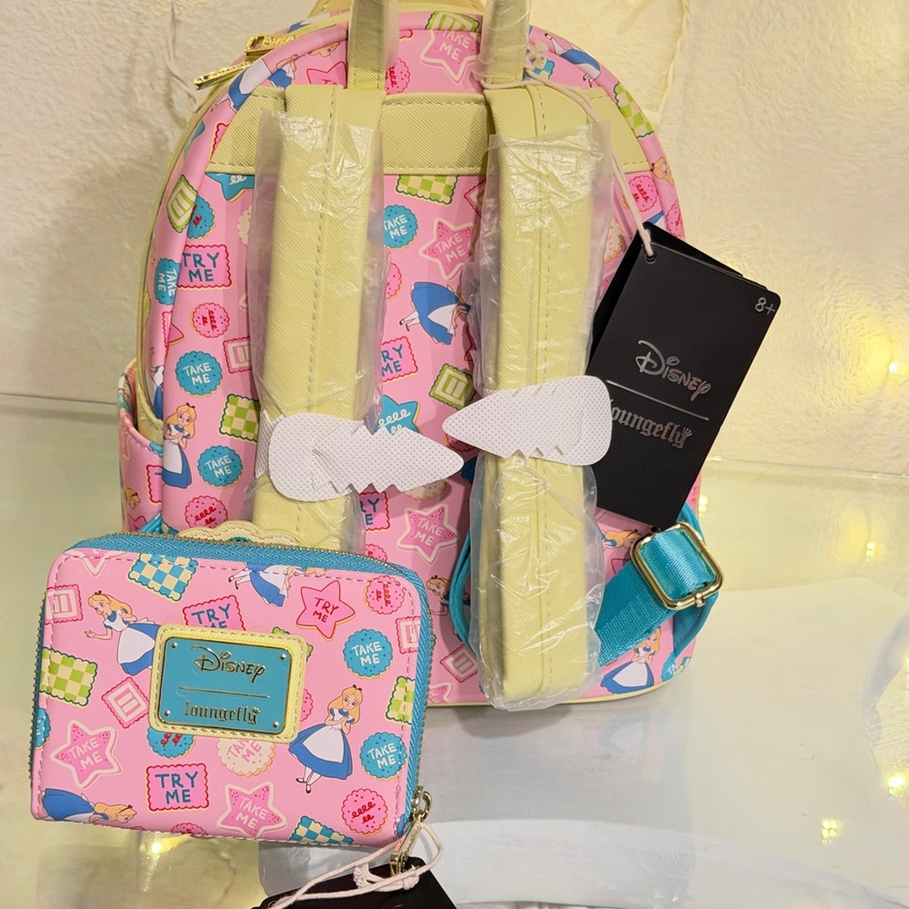 Loungefly Disney Alice in Wonderland  Mini Backpack AND matching wallet - Picture 2 of 10